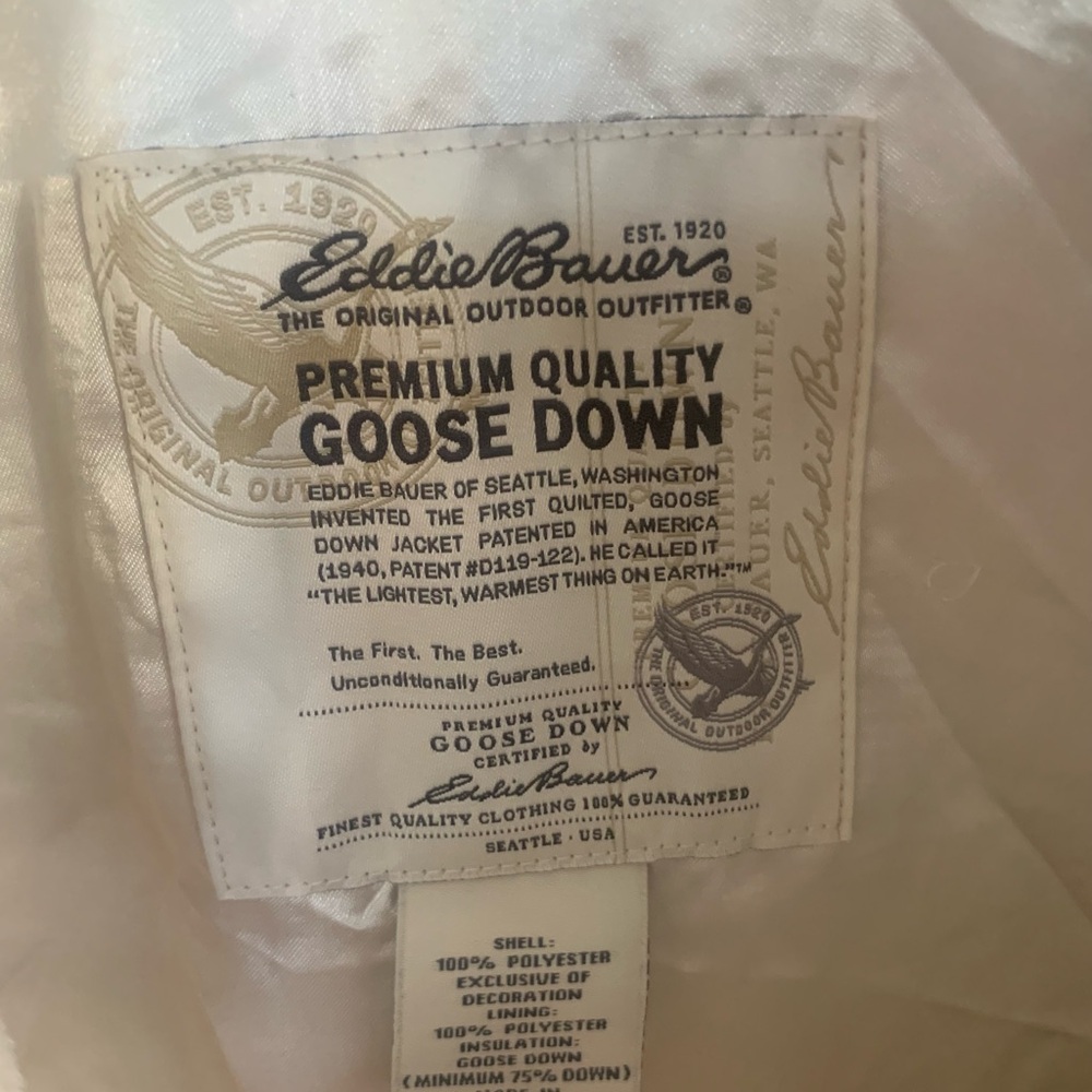 Eddie Bauer goose down vest. EUC, size XL. Winter white. - Picture 4 of 8